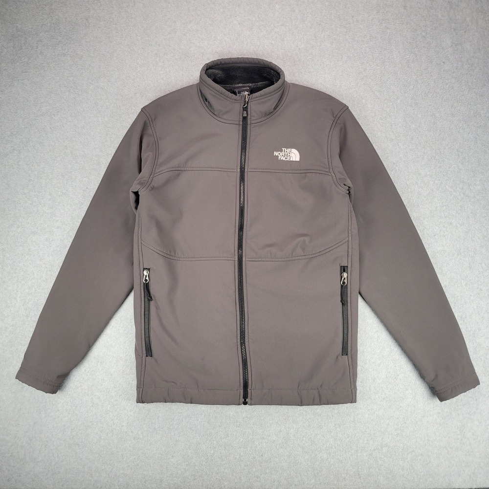 The North Face Softshell Jacket Mens S Gray Fleece Lined Full Zip Outdoor